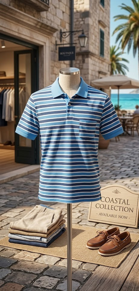 No Boundaries Men’s XXL Striped Polo Shirt – 100% Cotton