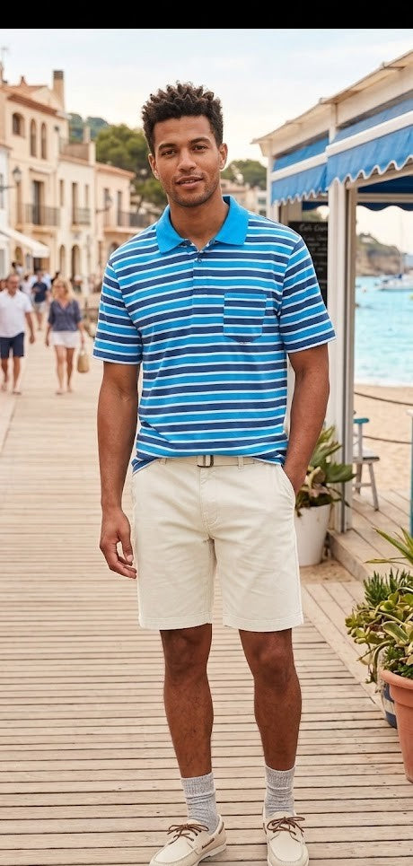 No Boundaries Men’s XXL Striped Polo Shirt – 100% Cotton