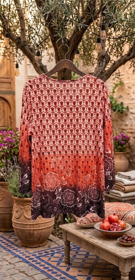 Legend Blouse (Size XL) - Paisley Mosaic Print - Poly-Spandex Blend