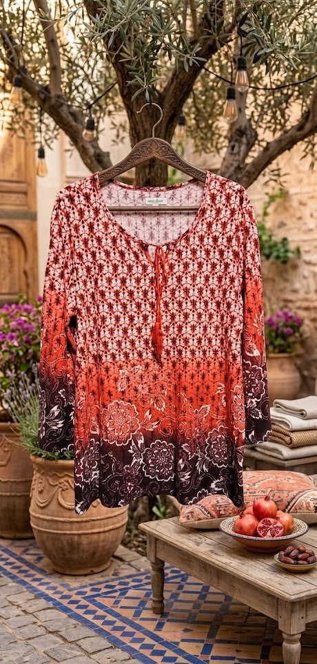 Legend Blouse (Size XL) - Paisley Mosaic Print - Poly-Spandex Blend