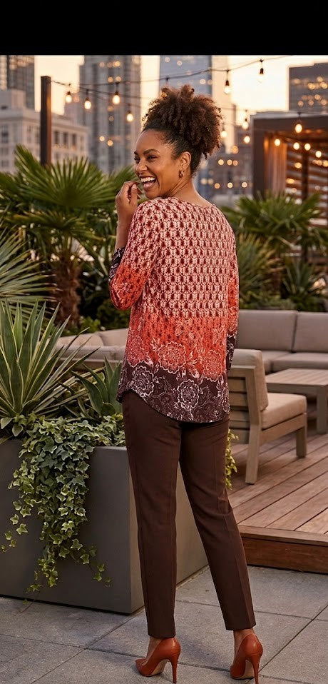 Legend Blouse (Size XL) - Paisley Mosaic Print - Poly-Spandex Blend