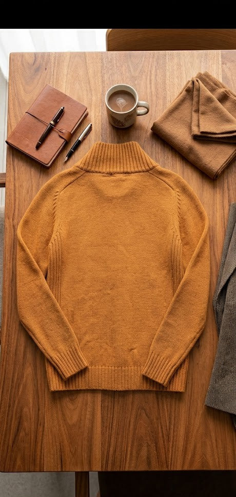 Urban Man Men's Mustard Yellow Long Sleeve Knit Jumper - Size Medium