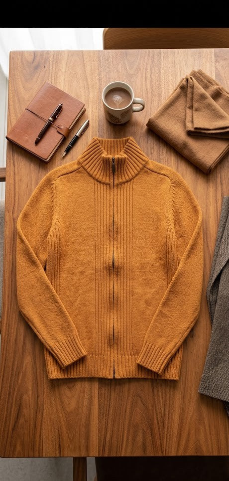 Urban Man Men's Mustard Yellow Long Sleeve Knit Jumper - Size Medium