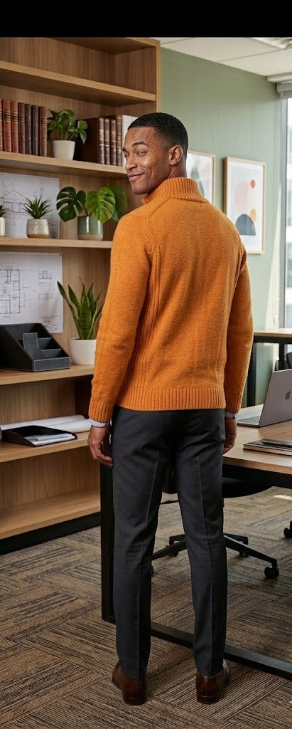 Urban Man Men's Mustard Yellow Long Sleeve Knit Jumper - Size Medium