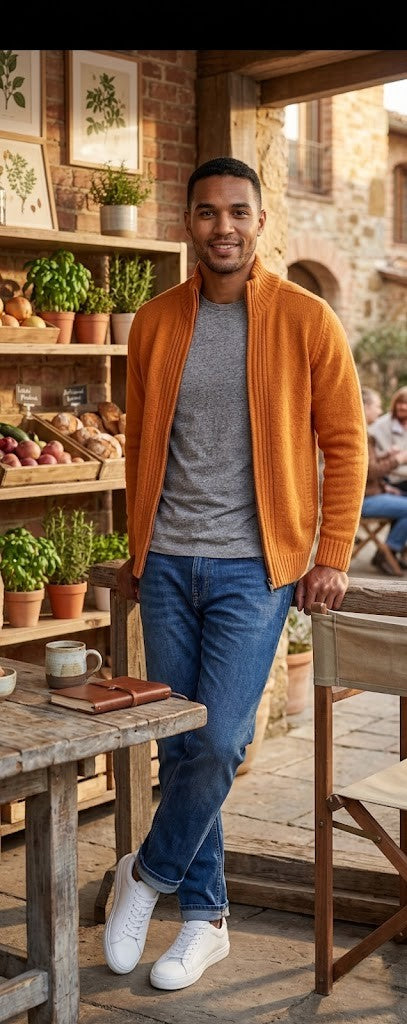 Urban Man Men's Mustard Yellow Long Sleeve Knit Jumper - Size Medium