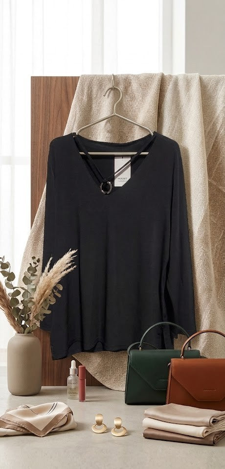 Size 12 V-Neck Blouse with Modern  Details