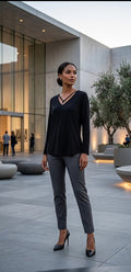 Size 12 V-Neck Blouse with Modern  Details