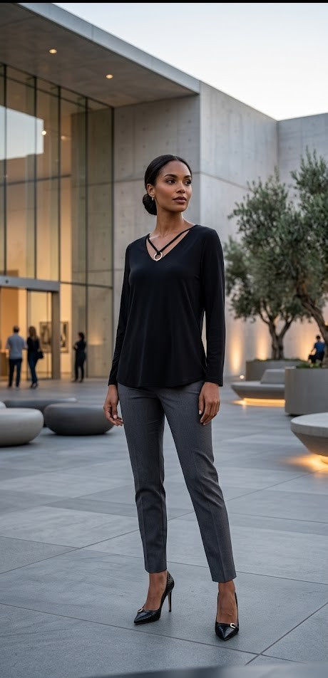 Size 12 V-Neck Blouse with Modern  Details
