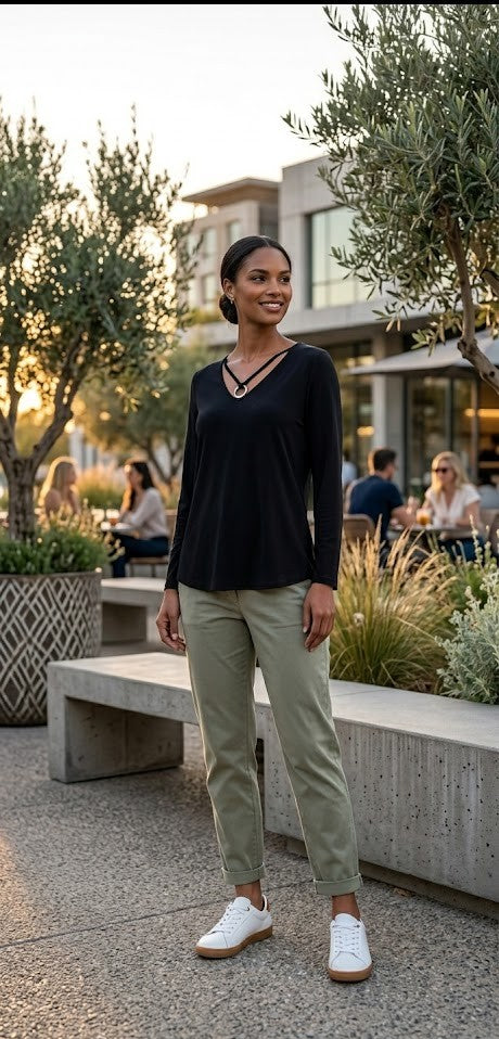 Size 12 V-Neck Blouse with Modern  Details