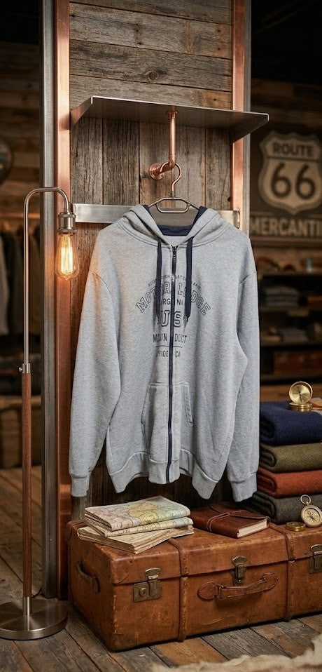 No Boundaries Men’s "Motor Lodge" Graphic Zip-Up Hoodie – Size XXL