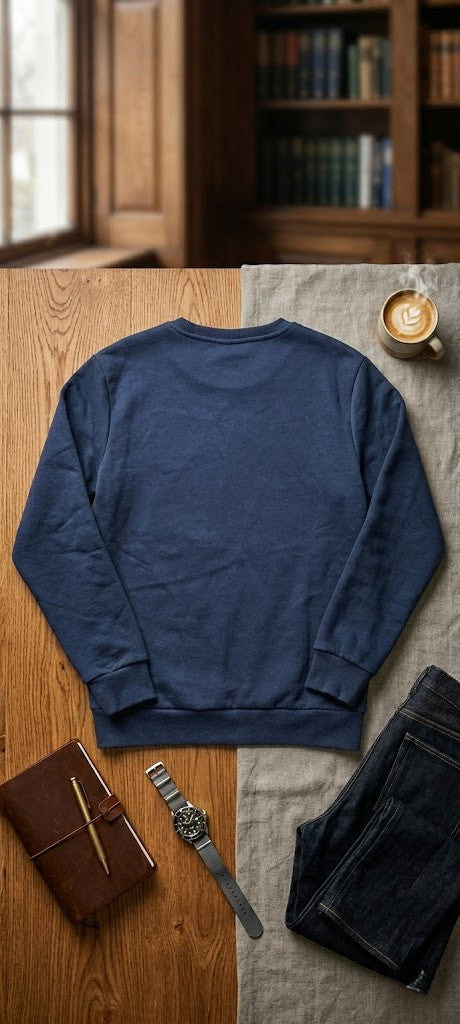 Originals Men’s Diamond-Quilted Crewneck – Navy Blue (Size Large)