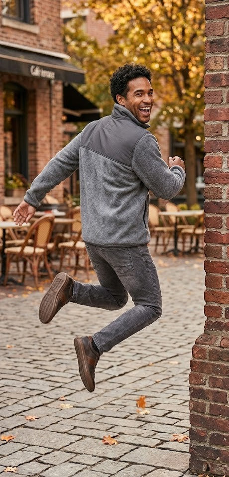 David Jones Men's Mixed Media Fleece Jacket - Size Large