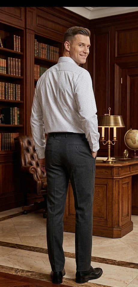 David Jones Men’s Regular Fit Cotton Shirt – Patterned White