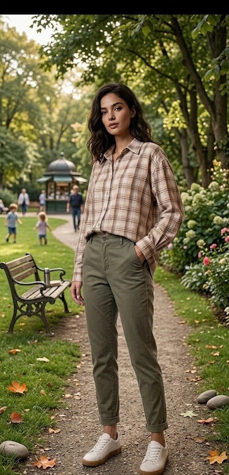 Woolworths Classic Plaid Button-Down Blouse | 100% Cotton | Size XL