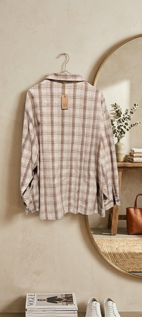 Woolworths Classic Plaid Button-Down Blouse | 100% Cotton | Size XL
