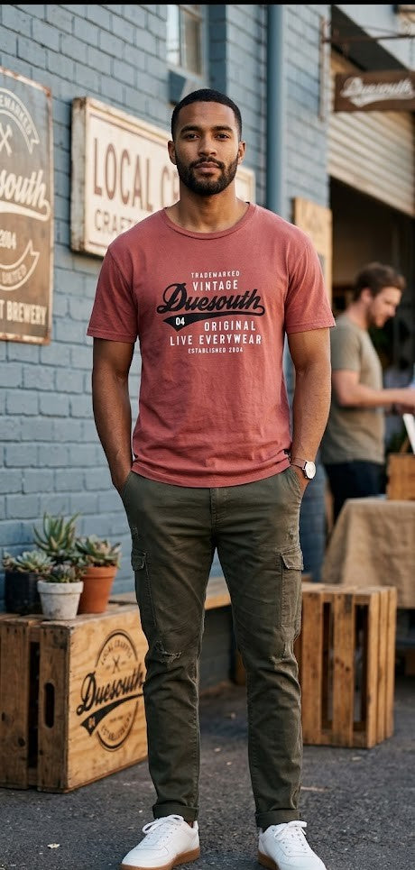 Duesouth Men’s Vintage Graphic Tee – Rose Rust