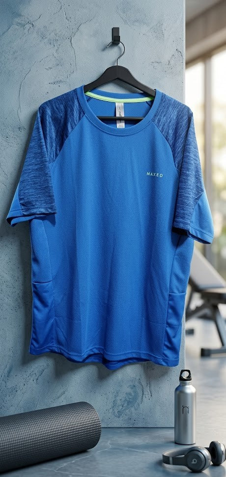Maxed Men's Performance Raglan Tee – Royal Blue (Size Large)