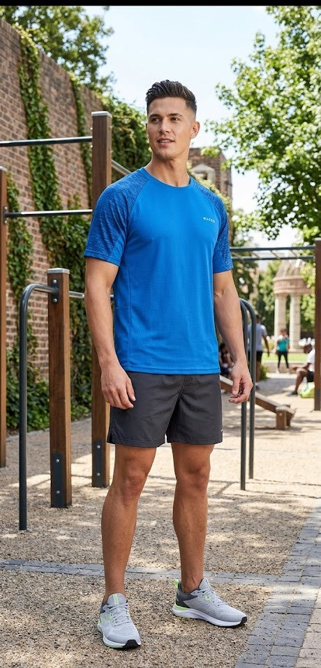 Maxed Men's Performance Raglan Tee – Royal Blue (Size Large)