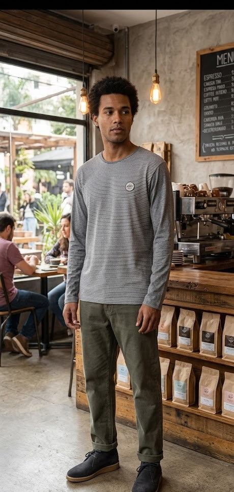 Lizzard Co. Men’s "Summit" Striped Long Sleeve Tee – Custom Made