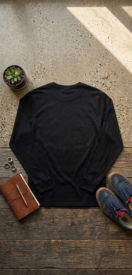 Vans Classic Logo Long Sleeve Tee - Black (Size Small)