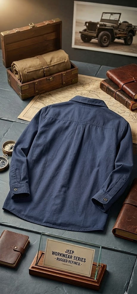 Jeep Rugged Series Navy Workwear Shirt - 100% Cotton - Size 5XL