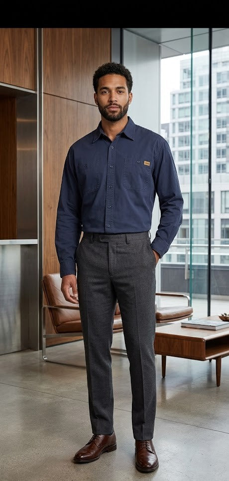 Jeep Rugged Series Navy Workwear Shirt - 100% Cotton - Size 5XL
