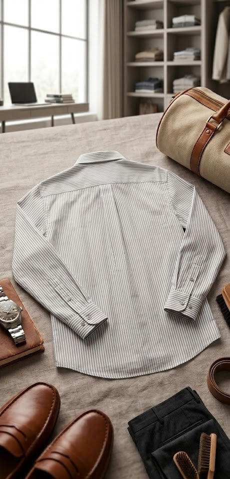 Legend Men's Classic XL Striped Button-Down – 100% Cotton