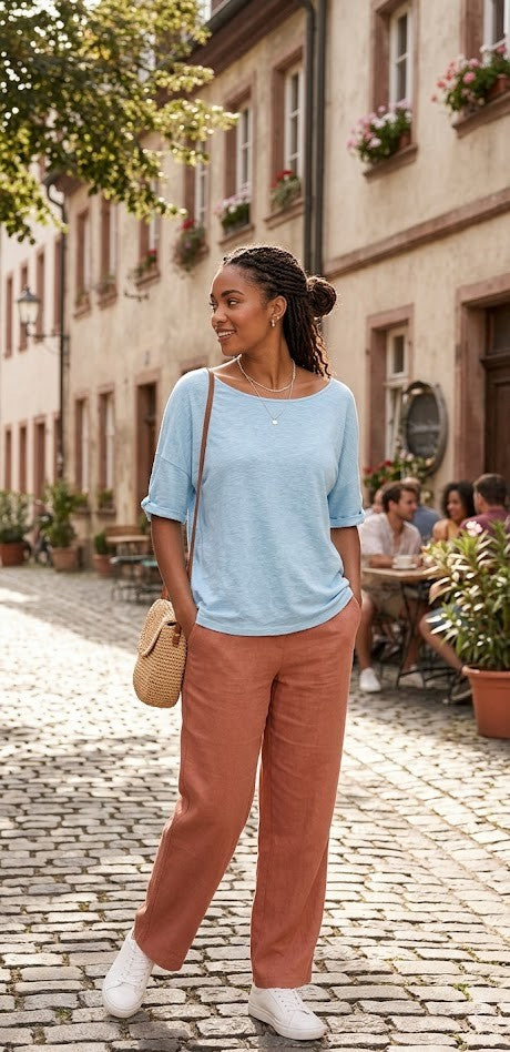The Mediterranean Tee | Slub-Knit Linen Blend