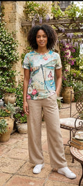 Enchanting Botanical Butterfly & Dragonfly Print T-Shirt - Size Small