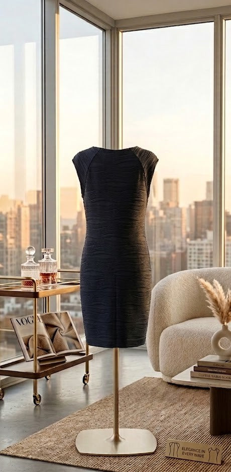 Elegance in Every Wave: Navy Textured Bodycon Midi