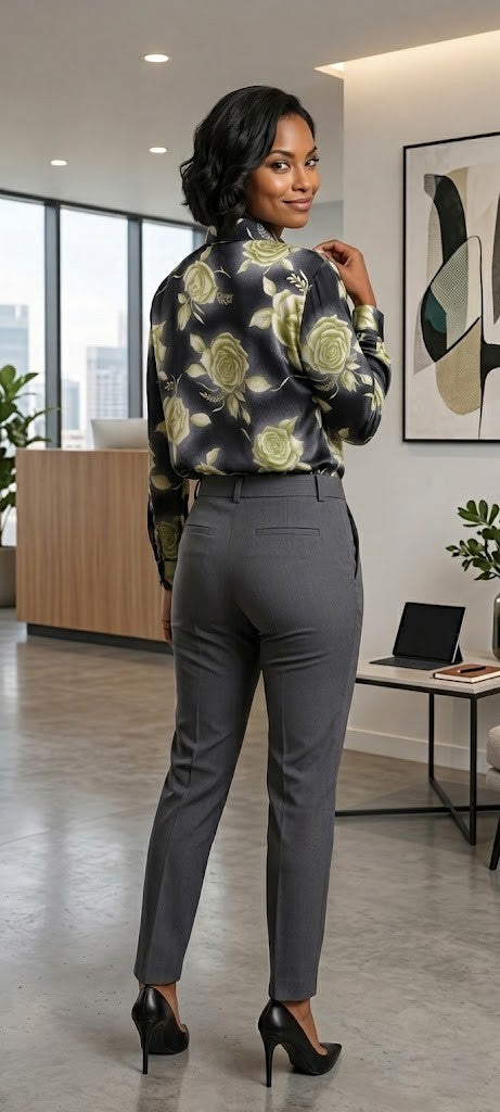 Vintage-Inspired Noir Artisan Rose Print Blouse – Excellent Condition