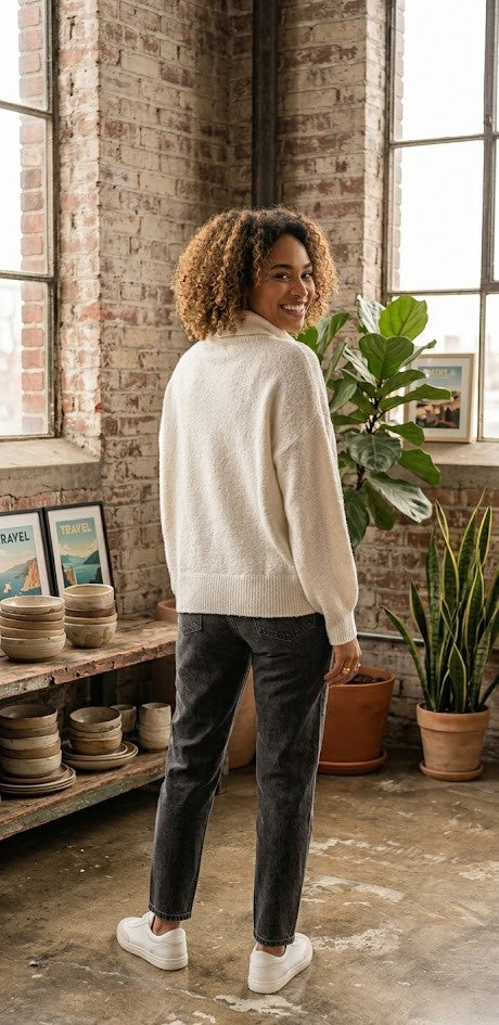 Foschini Women's Soft-Touch Oversized Turtleneck Jersey – Off-White