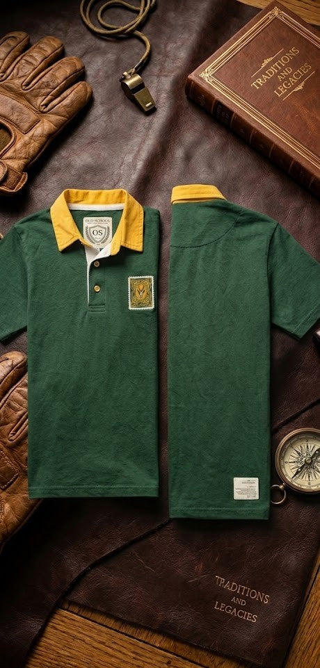 Vintage-Style Old School Springbok-Inspired Rugby Shirt - Size Medium, 100% Cotton, Good Condition