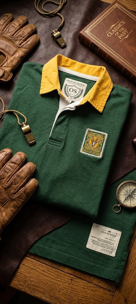 Vintage-Style Old School Springbok-Inspired Rugby Shirt - Size Medium, 100% Cotton, Good Condition