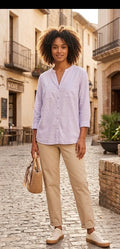 Elevate Your Every Day with the Timeless Lavender Cotton Linen Blouse