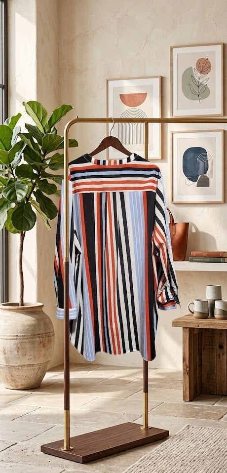 Rene Taylor Multi-Stripe V-Neck Blouse – Size 20/44