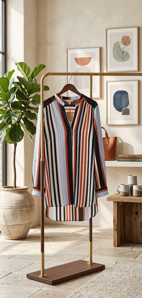 Rene Taylor Multi-Stripe V-Neck Blouse – Size 20/44
