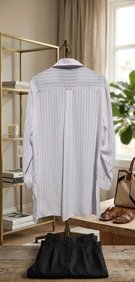 Chic Lavender Mist Pleated Tunic Blouse