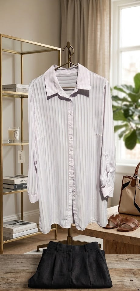 Chic Lavender Mist Pleated Tunic Blouse