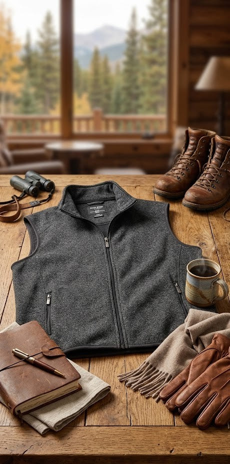 David Jones Men’s Sleeveless Fleece Vest – Charcoal Marl (Size XXL)