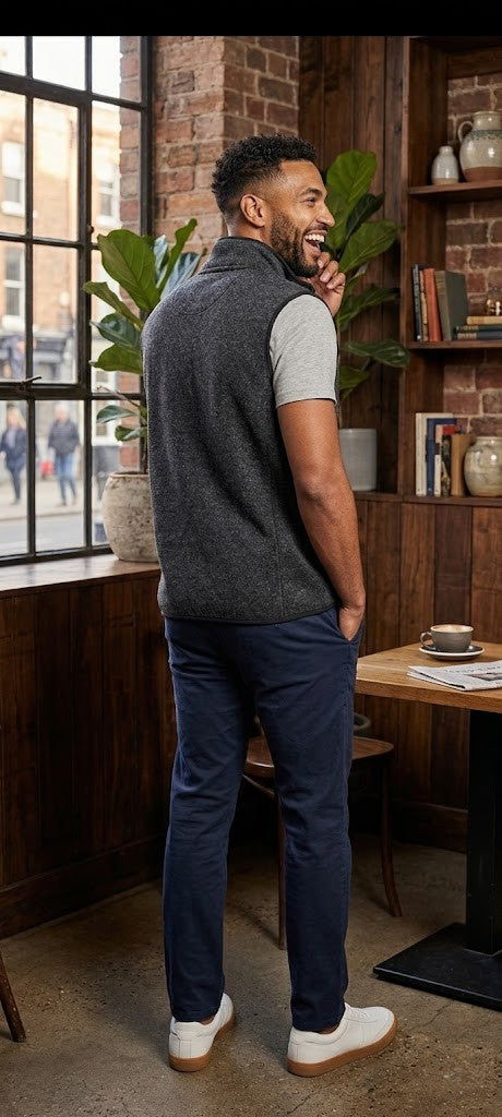 David Jones Men’s Sleeveless Fleece Vest – Charcoal Marl (Size XXL)