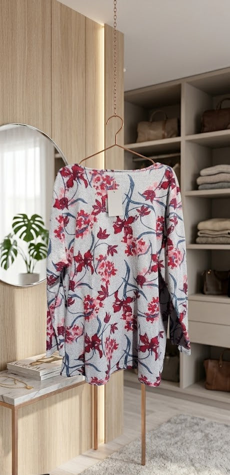 Floral Long Sleeve Knit Blouse