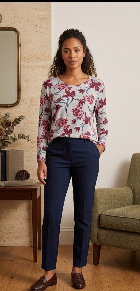 Floral Long Sleeve Knit Blouse