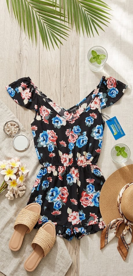 Cotton On Floral Romper Skort - Size XS