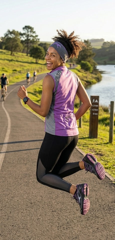 First Ascent Ladies sleeveless Cycling Jersey – Purple/Grey (Medium)