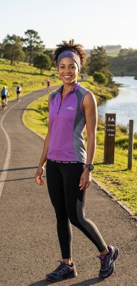 First Ascent Ladies sleeveless Cycling Jersey – Purple/Grey (Medium)