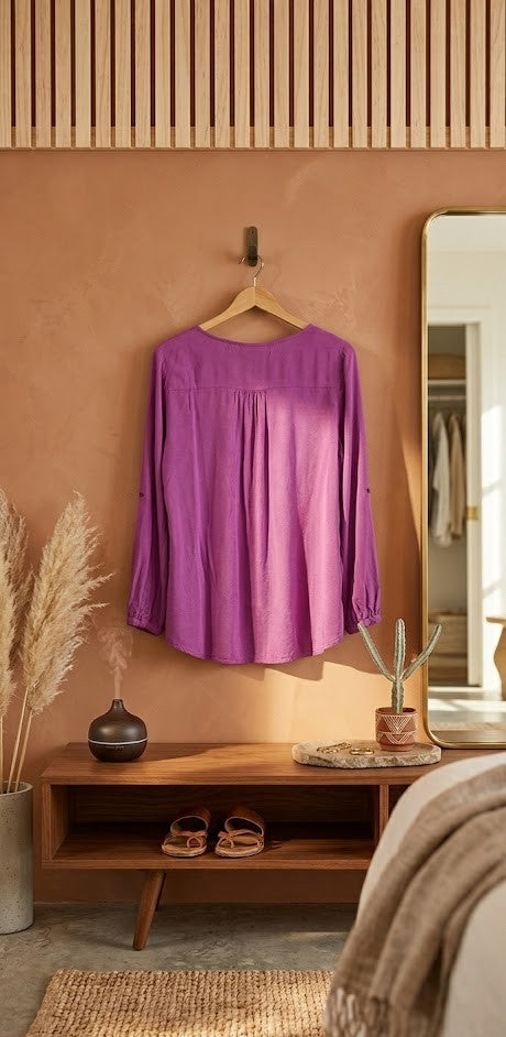 Vibrant Magenta Long Sleeve Viscose Blouse