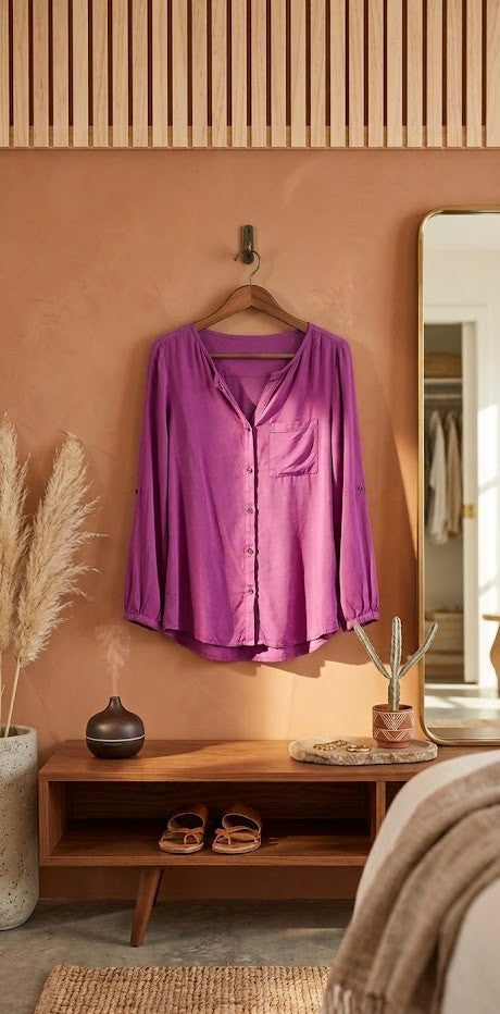 Vibrant Magenta Long Sleeve Viscose Blouse