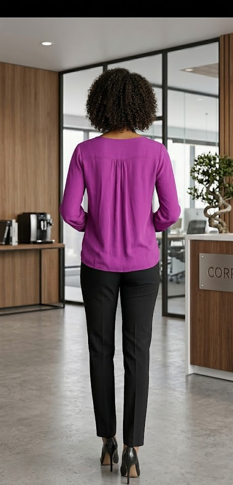 Vibrant Magenta Long Sleeve Viscose Blouse