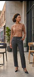 Wild Plumage Patterned Long Sleeve Blouse